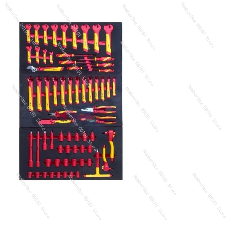 

VDE New Energy Insulated Tool Set Screwdriver Pliers Wrench Socket Auto Repair Tools Car Special 68-Piece Set