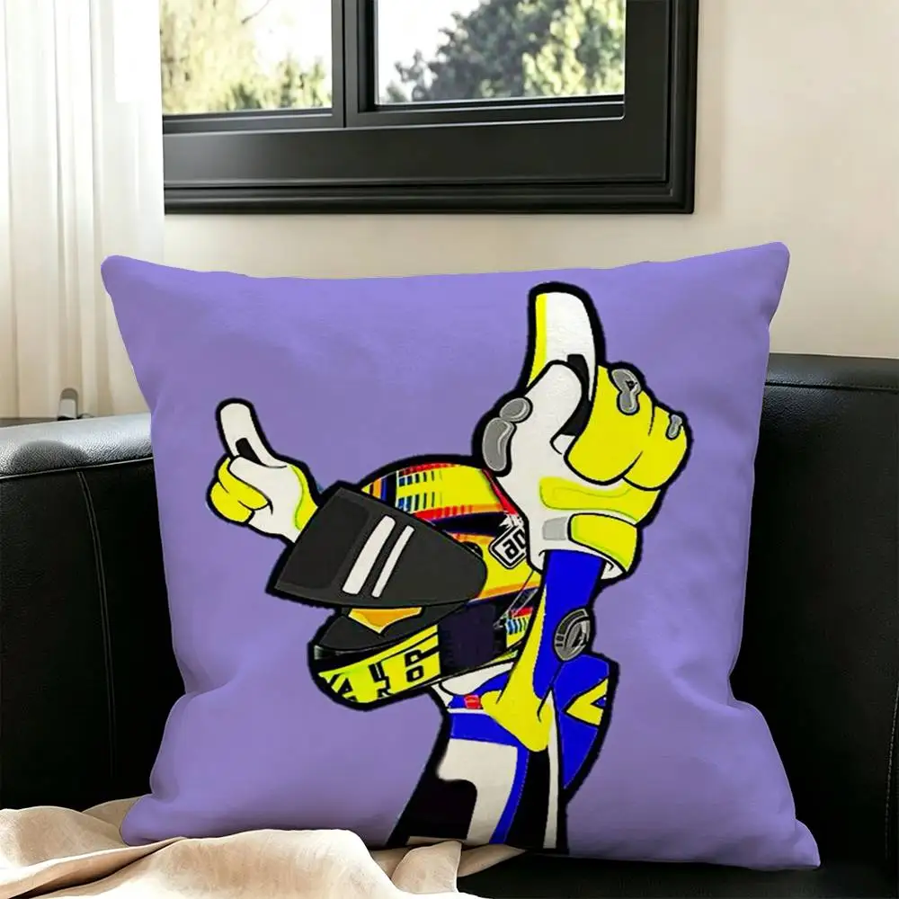 Valentino Rossi Moto 46  Square Double-Sided printed Pillow Case Bedroom Bedside Pillow Sofa Cushion Cover