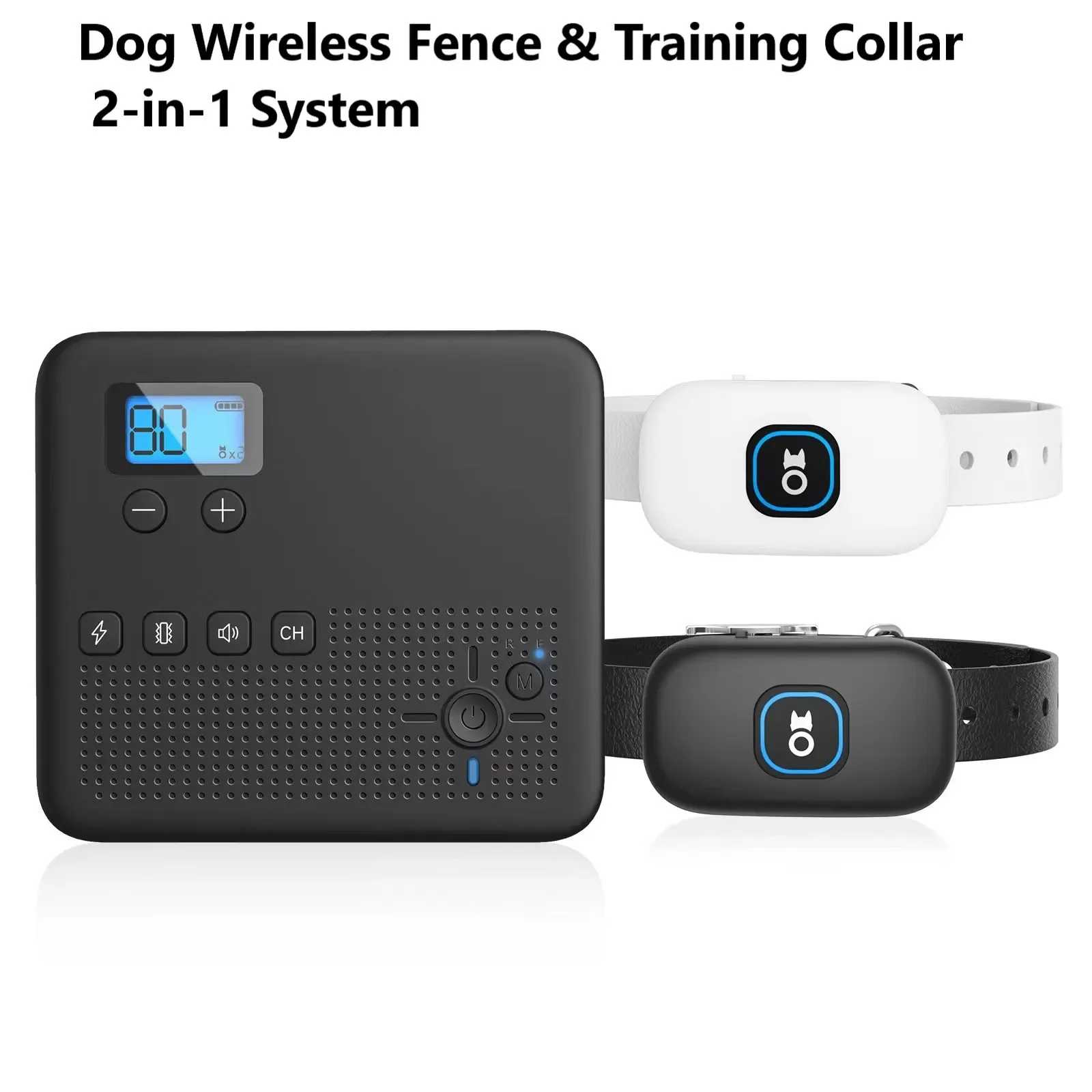 2 in 1 Wireless Pet Electronic Fence Dog Trainning Device Smart Bark Stop Collar Waterproof Recharable Vibration Collar for Dogs