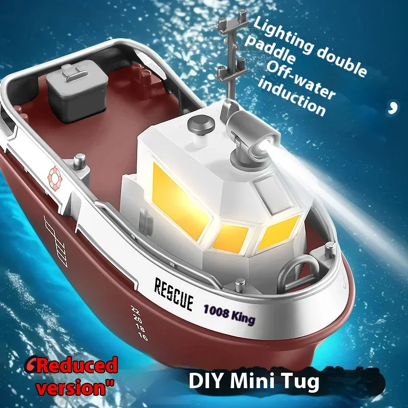 In Stock 1:32 Mini Remote Control Boat Charging High-Speed Speedboat Can Be Launched Model Boat Rc Speedboat Tug Kid Outdoor Toy