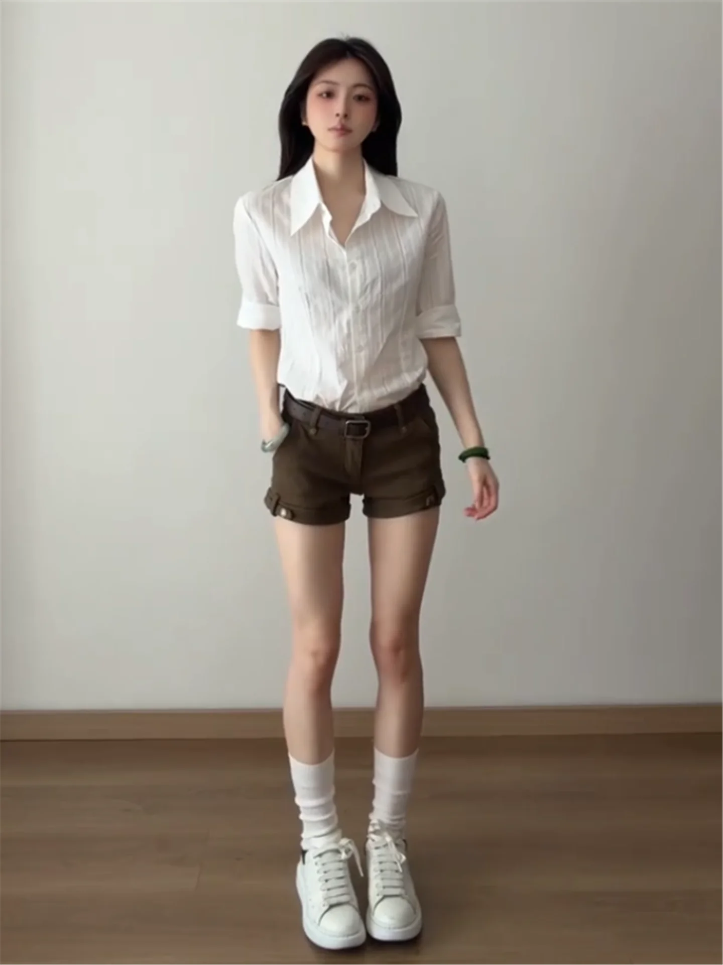 American Style Vintage Military Green Skinny Low Waist Denim Shorts Women Summer Slimming Butt Lifting Workwear Pants