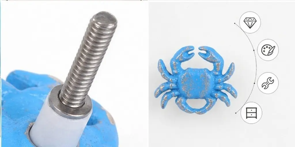 Ocean Design Sky-Blue Drawer Knob Creative Cast Iron Cabinet Handle Mediterranean Style Simple Pull for Home Room Office Shop