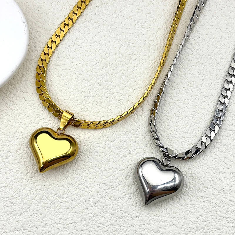 Simple Fashion Heart Pendant Necklace Silver Color Women Female Choker Love Valentine's Day Gift Jewelry Cadenas Para Mujer