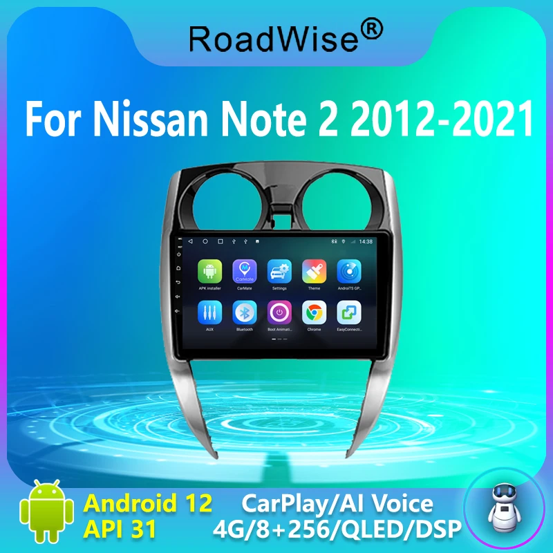 

Roadwise 8+256 Android 12 Car Radio Carplay For Nissan Note 2 E12 2012 - 2021 Multimedia 4G Wifi DVD 2 DIN GPS Autoradio Stereo