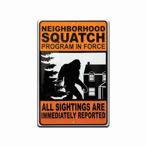 Sign Funny Bigfoot Sasquatch Metal funny decor Warning Big wall art Foot room