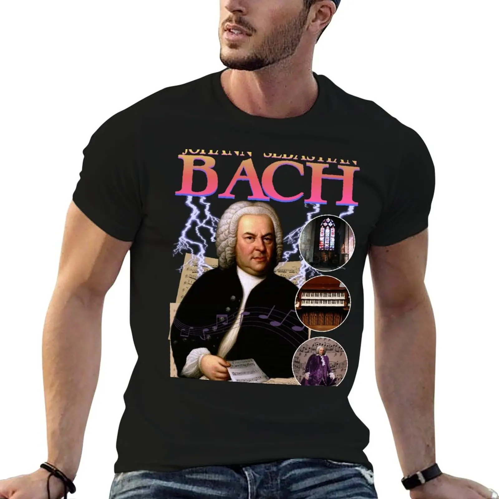 

BACH RAP TEE Classical Composer Music Vintage Band Tee T-Shirt cotton t shirts high quality t shirts with prints T-Shirt