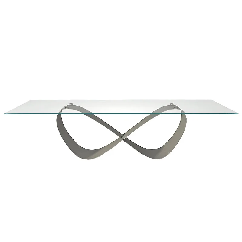 

Italian light luxury glass dining table, modern light luxury stainless steel dining table