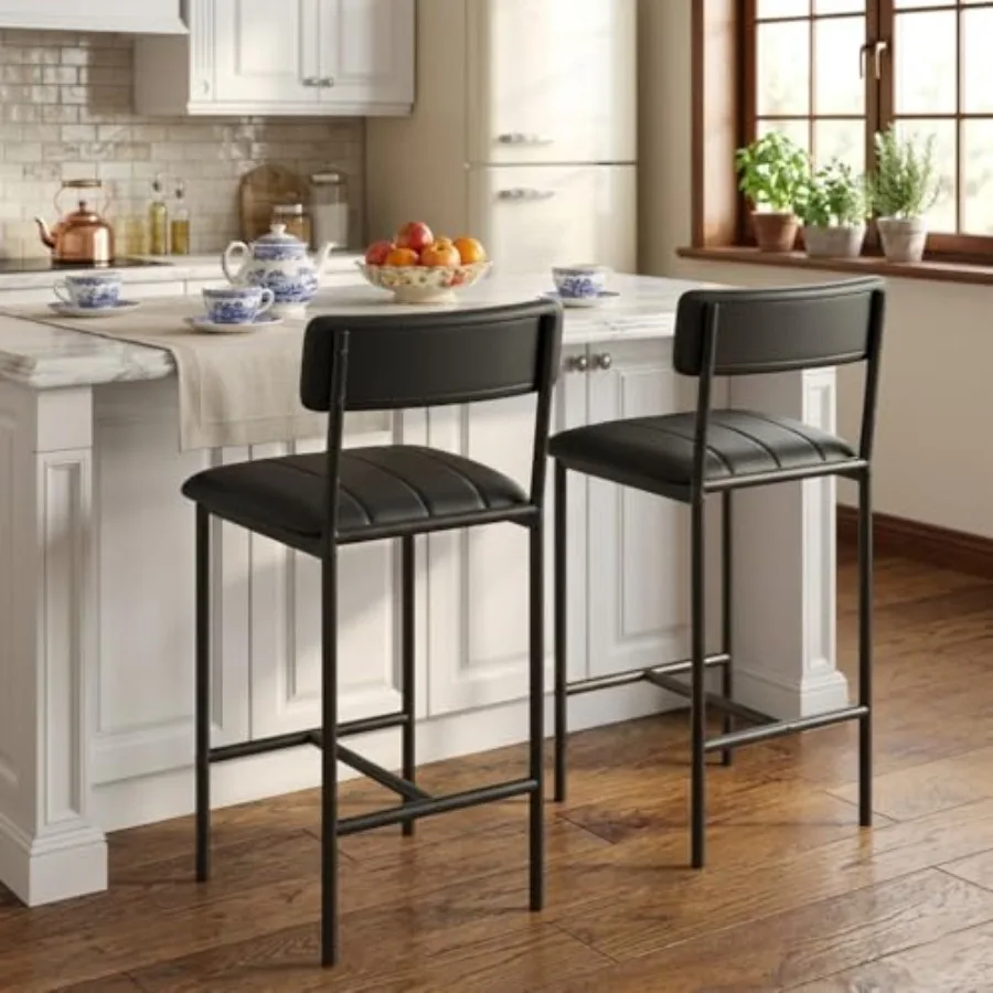 

Bar Stools Set of 2 Kitchen Bar Stools with Footrest Counter Height Barstools Modern Farmhouse Furniture