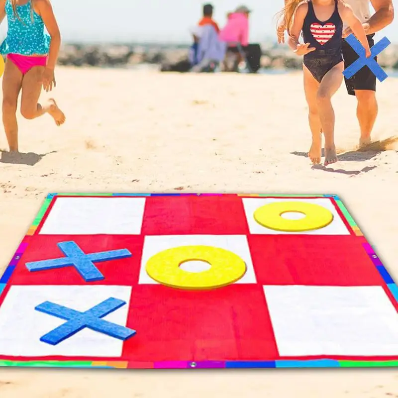 Juego gigante de Tic-Tac-Toe para exteriores, juego de lanzamiento de patio grande, césped portátil impermeable, juegos al aire libre para adultos, juegos de Camping, diversión para niños