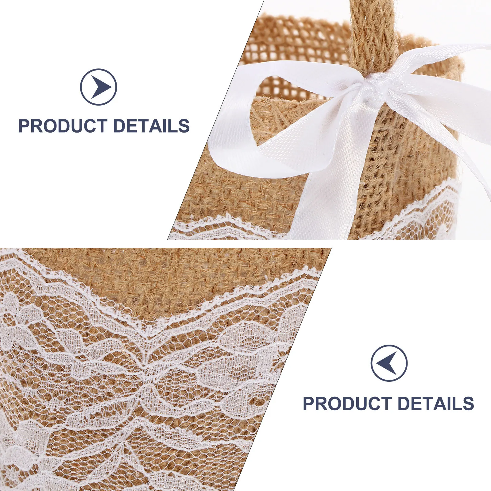 

2Pcs Linen Cloth Bags Wedding Basket Rustic Natural Flower Storage Container Gift Decoration Burlap Candy Basket