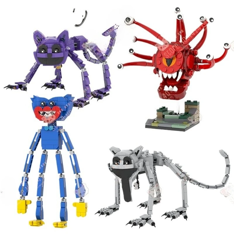 Creative MOC Bricks Poppy Playtime Horror Game Character DIY Building Catnap Beholder Monsters Model Assembly Toys