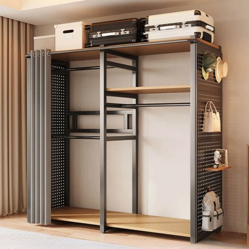 bedroom minimalist clothes closet multifunctional metal black open wardrobe modern simple penderie vêtement interior furniture