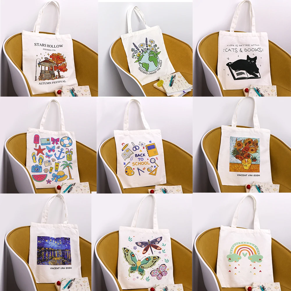 

Famous Oil Painting Funny Handbags Shoulder Bags Casual Shopping Girls Handbag Women Elegant Canvas Tote Bag