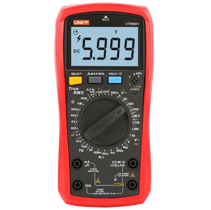 

Digital Multimeter True RMS UT890C UT890D+ Manual Range AC DC Frequency Capacitance Temperature Tester Backlight