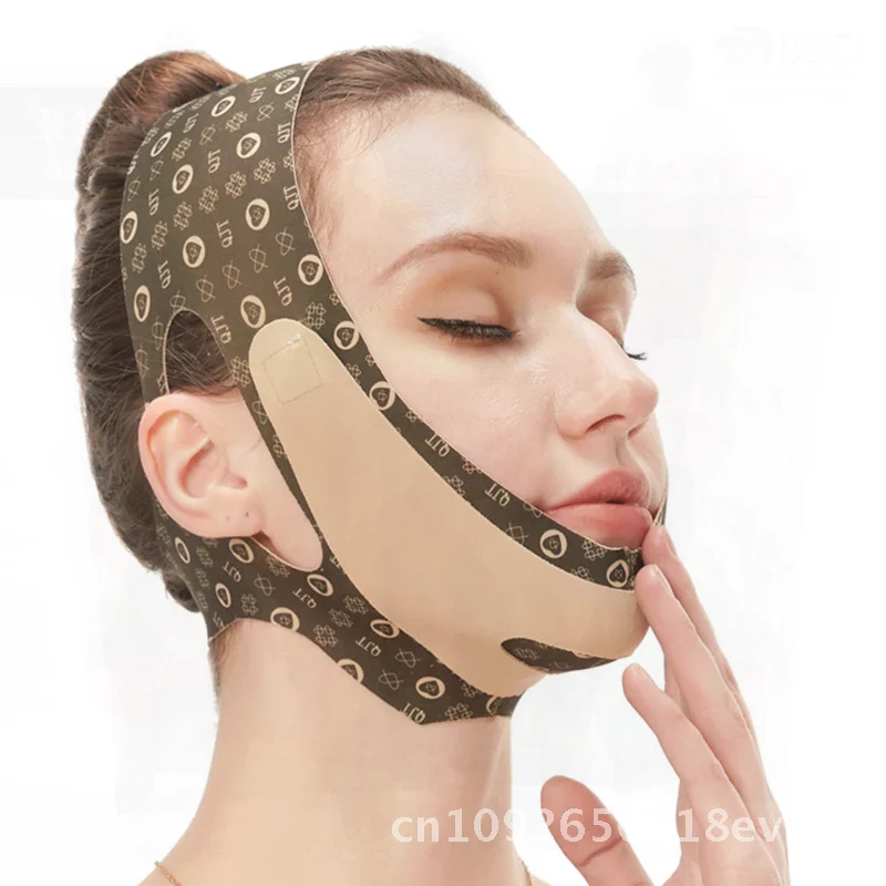 قناع ضمادات الوجه طويل النظر من ثلاثة أجيال - جهاز تجميل غير كهربائي لشد الوجه على شكل حرف V لشد الوجه والذقن المزدوجة للوجه #4
