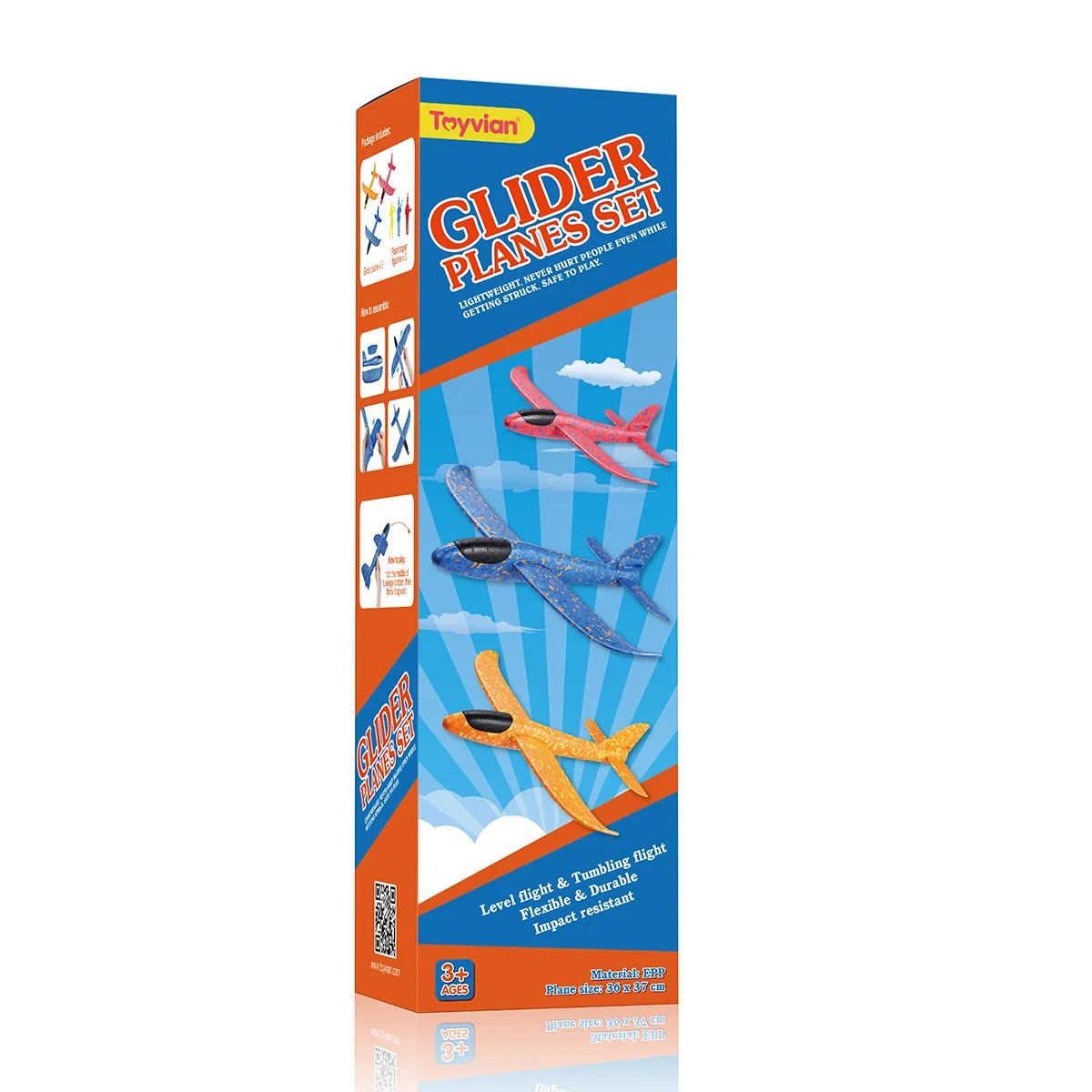 Toyvian 3 STKS Flying Glider Vliegtuigen Lichtgewicht Gooien Vliegtuig Leuk Speelgoed Feestartikelen voor Kinderen met 3 Parachutisten (Willekeurige Kleur)