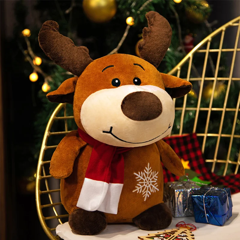 New Deer babbo natale peluche peluche morbido simpatico alce pupazzo di neve cuscino bambola giocattoli per bambini ragazze bambini regalo di natale