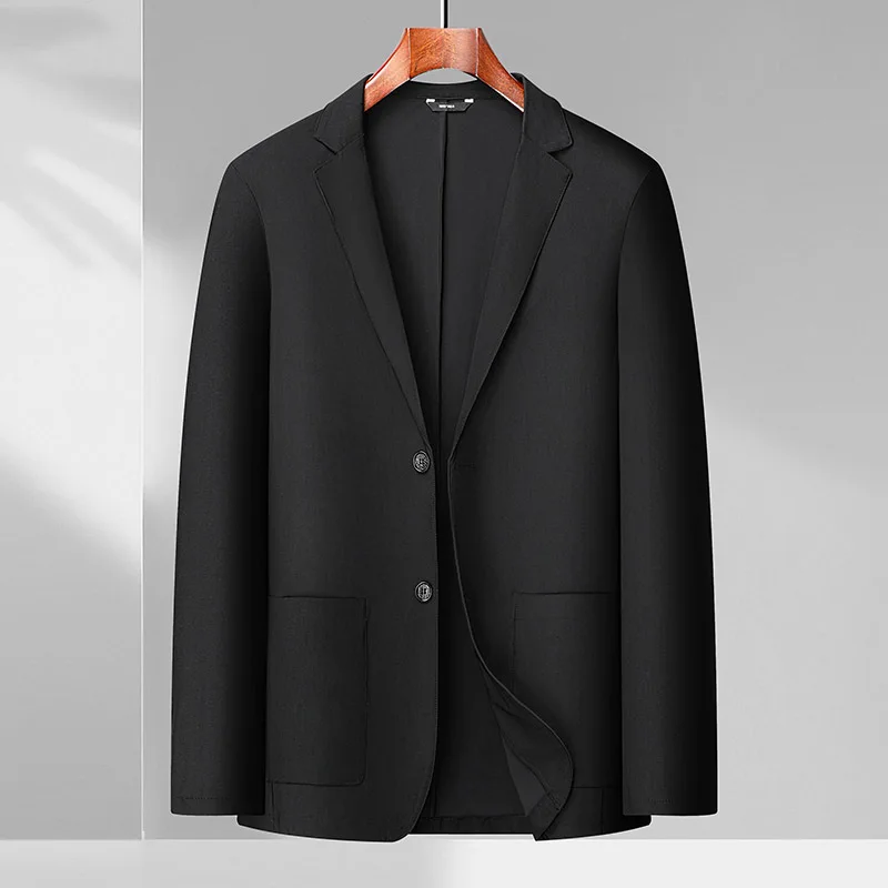 

2026 Spring Summer Plus Size Men Ice Silk Blazer Breathable Elastic Thin Casual Suit Jacket Oversized Fat Male Outerwear
