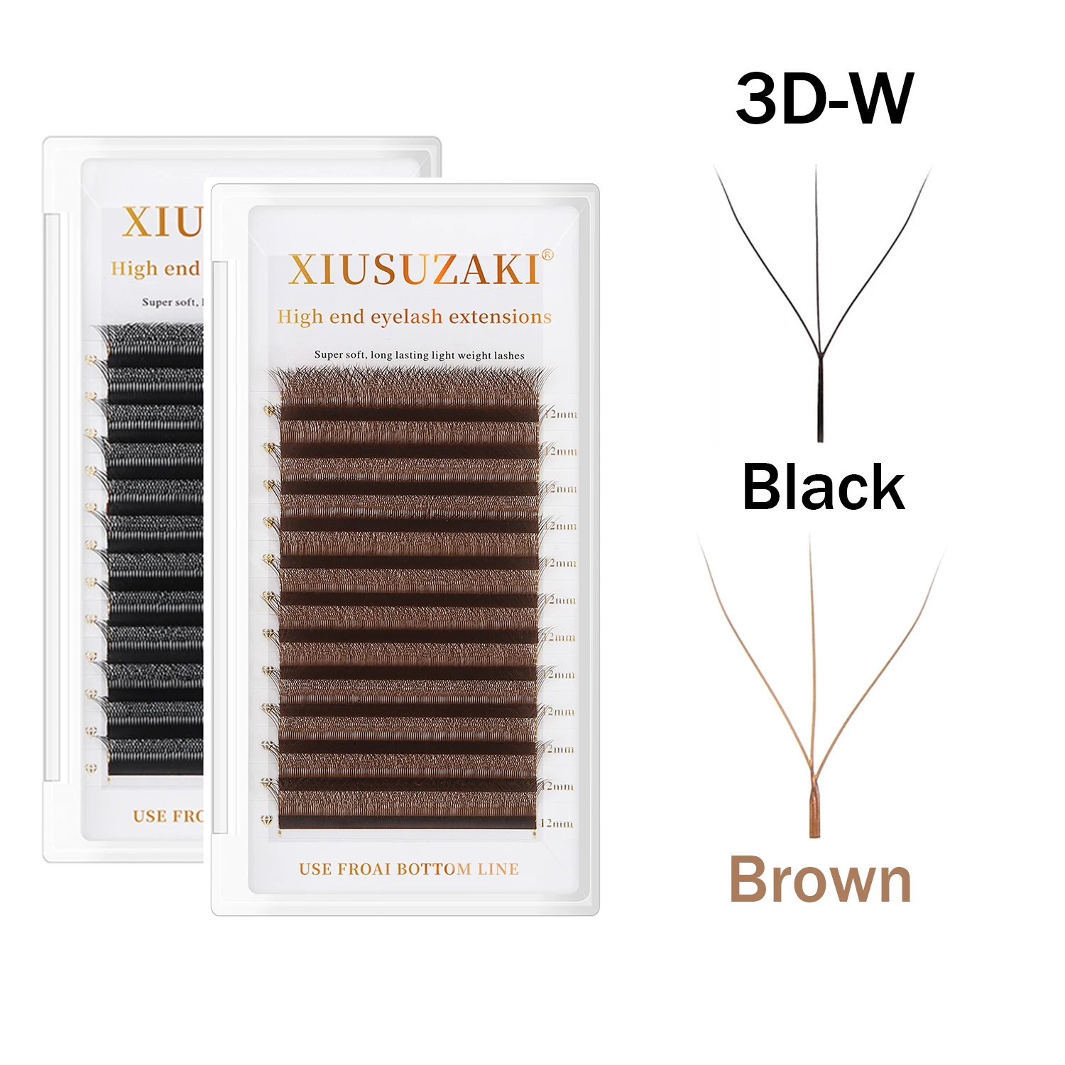 Xiusuzaki 3d W-Vormige Wimpers Bloeien Automatische Bloeiende Zwartbruine Voorgemaakte Fans Wimperextensions Zachte Hoge Individuele Wimpers