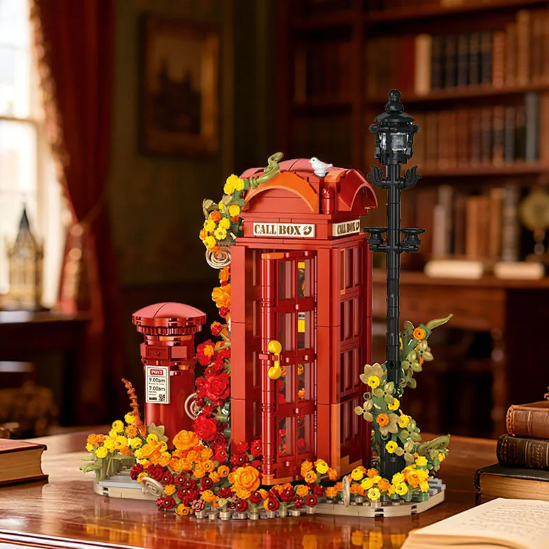 

IN STOCK MOC City Flower-Themed Street Phone Booths Building Blocks Bricks Assembling Model DIY Toys for Boys Christmas Gift Set