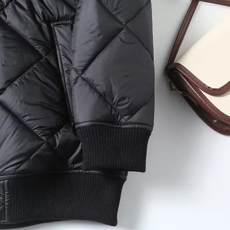 Withered Autumn And Winter Black Loose Coat Women Bomber Jacket Tops New Women's Quilted Flight Jacket