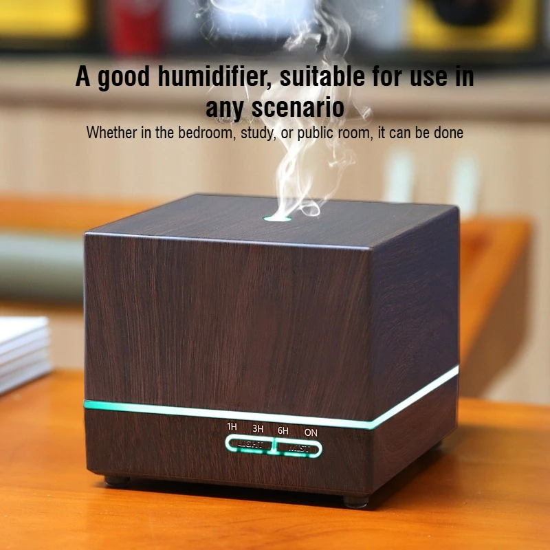 550ML Wood Grain Humidifier with Colorful Night Light Aromatherapy Machine for Home Bedroom Fog Generator Household