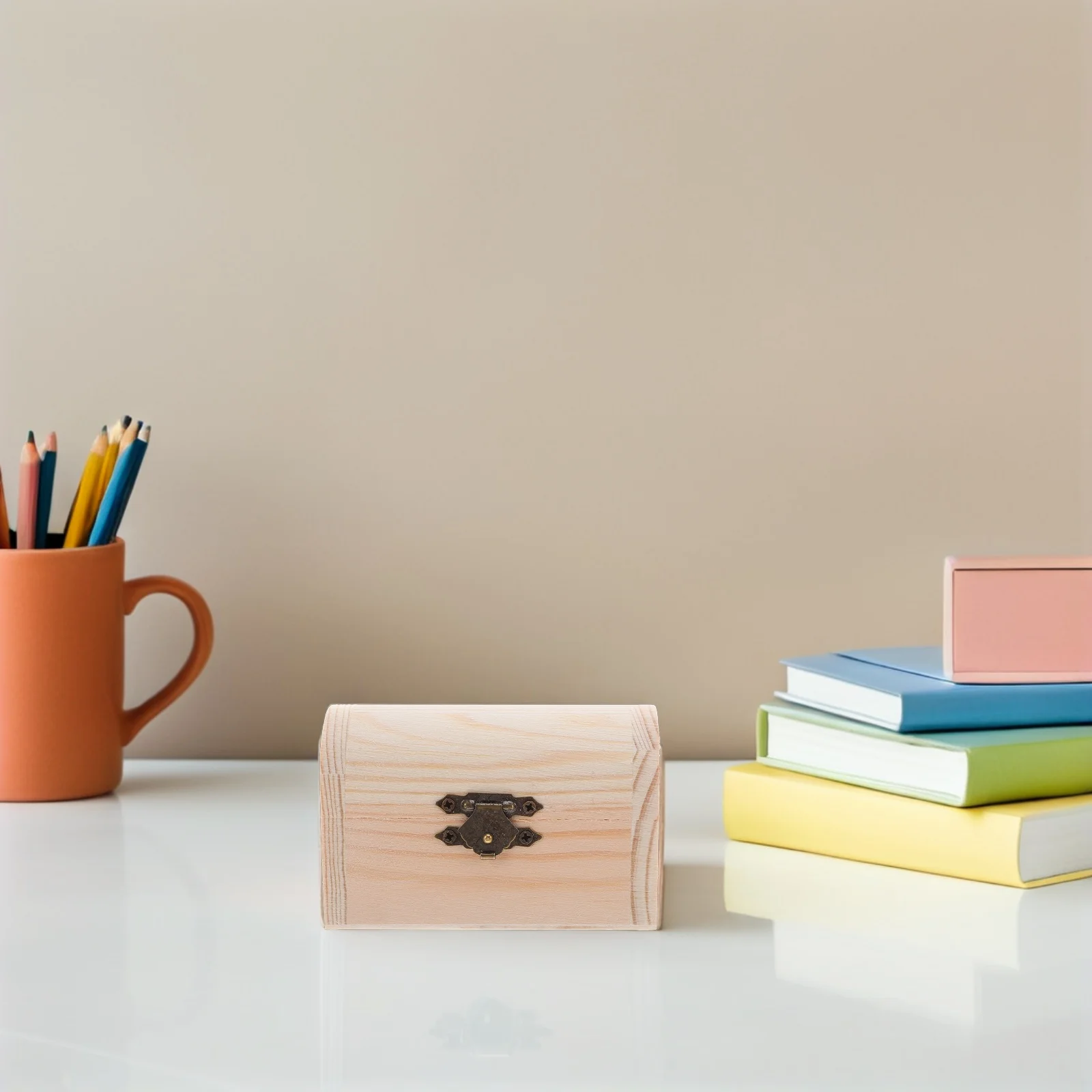 

4pcs Unfinished Wood Treasure Chest Box Diy Crafts Vintage Jewelry Storage Trinket Container Decorative Mini Wood Chest Small