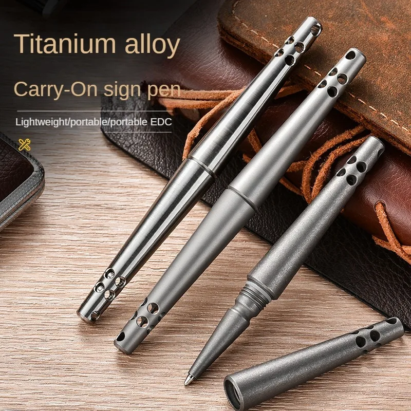 Titanium Alloy Tactical EDC Pen Multifunctional Window Breaker Whistle Stylus Ballpoint Pen  For Outdoor Camping  Hiking