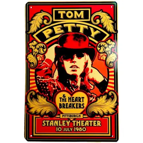 1pcs Tom Petty Retro 80s Rock & Roll Concert Metal Sign Poster Vintage Tin Sign 12x8