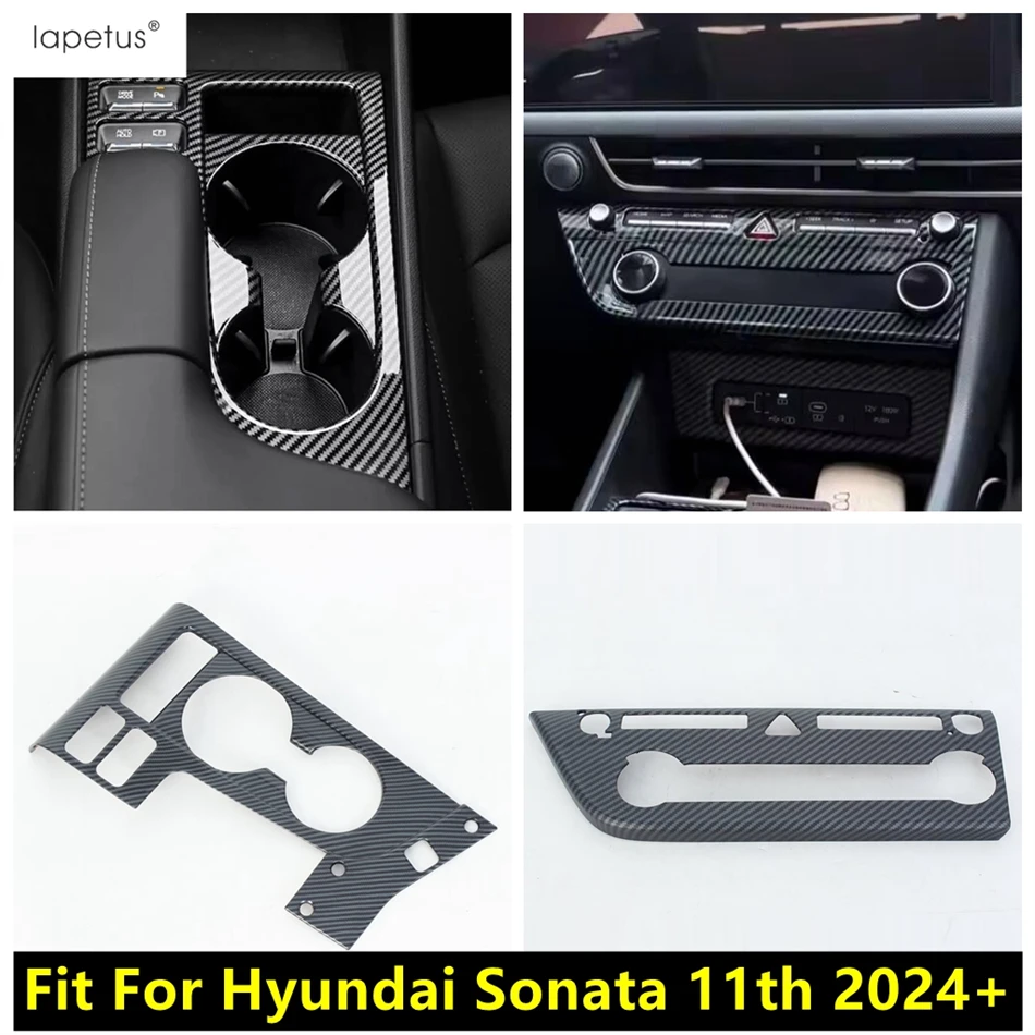 

For Hyundai Sonata 11th 2024 2025 Central Control AC Air Conditioning Panel / Shift Gear Water Cup Frame Cover Trim Accessories
