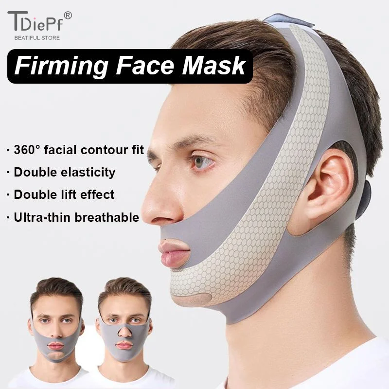 Maska na podwójny podbródek, maska wyszczuplająca na twarz, bandaż wyszczuplający, pas do pielęgnacji skóry, modelujący, redukujący, wyszczuplający twarz dla mężczyzn.