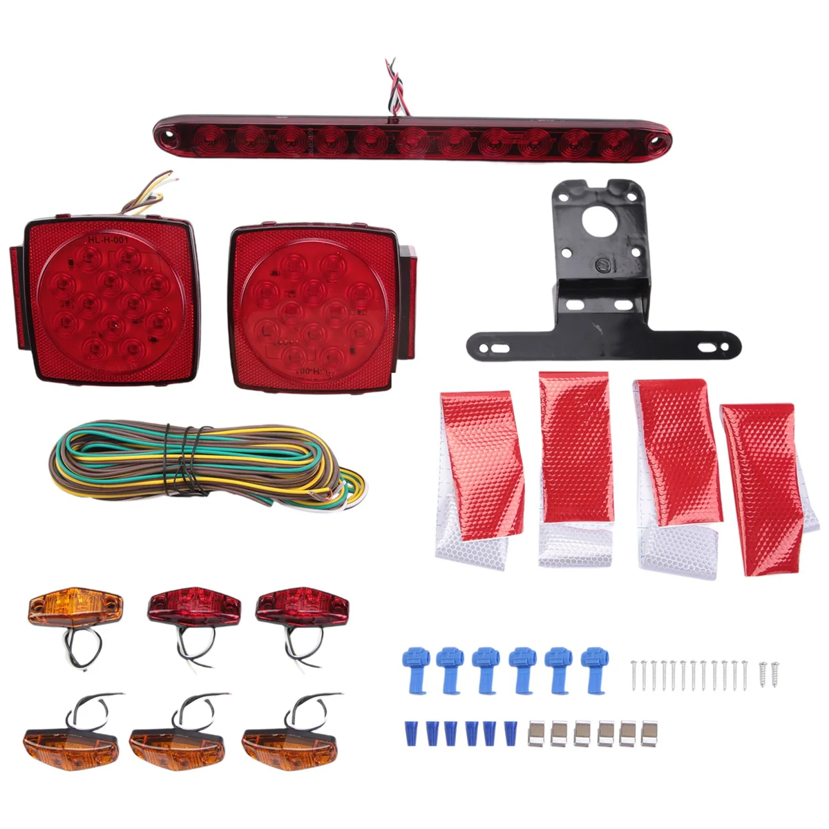 

Trailer Led Light Kit, Square Led Stop Turn Tail Brake License Plate Running Lights with Wiring Harness/Marker