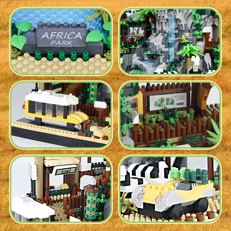 OUZEY 4800+ PCS Desert Zoo Building Blocks, MOC Animals Park Model Bricks Set, Creative DIY Gift for Adults and Kids