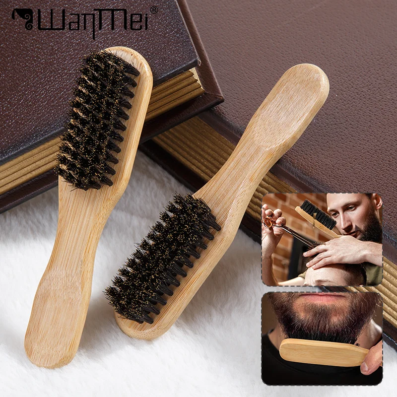 1pc Männer Bart Haar Styling Pinsel Bambus Wildschwein Borsten Pinsel Geeignet für Salon Hause Multifunktionale Reinigung Pinsel Barber Werkzeug