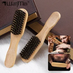 1pc Men Beard Hair Styling Brush Bamboo Boar Bristles Brush Suitable for Salon Home Multifunctional Cleaning Brush Barber Tool