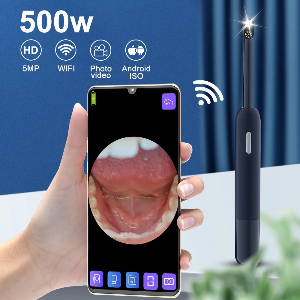 

5MP HD Wireless Intraoral Camera WIFI Dental Endoscope IP67 Waterproof 1920P HD Inspection Tool for Oral Examination Dental Care