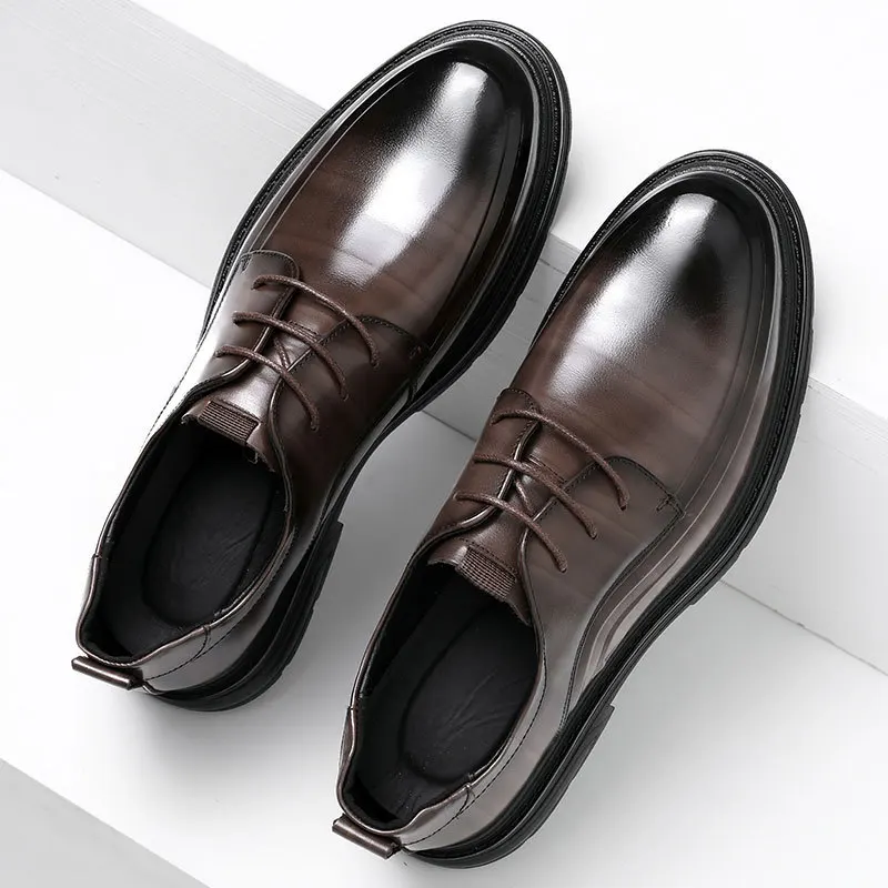 Chaussures en cuir véritable pour hommes, chaussures d'affaires formelles pour hommes, cuir de vachette élégant, décontracté, luxe, social, robe masculine, style britannique