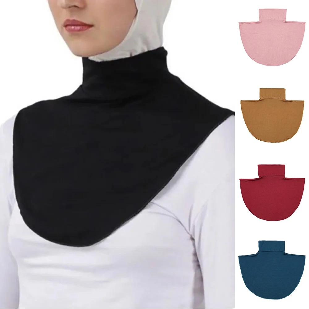 

Womens Turtleneck Modal Fake Collar Islamic Hijab Extensions Solid Color Mock Neck Half Top Blouse Detachable Hijab Neck Warmer