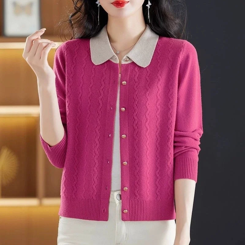 

Autumn and Winter New Lapel Cashmere Coat Women's Loose Elegant Knitted Sweater Cardigan Female Casual Sweater Jacket Tops Lady