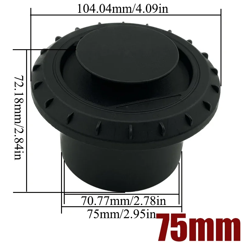 2X 60 мм 75 мм выходное отверстие для теплого воздуха, вращающийся воздушный дизельный обогреватель, кондиционер для автомобиля, грузовика, фургон, кемпера, выходное отверстие, черный