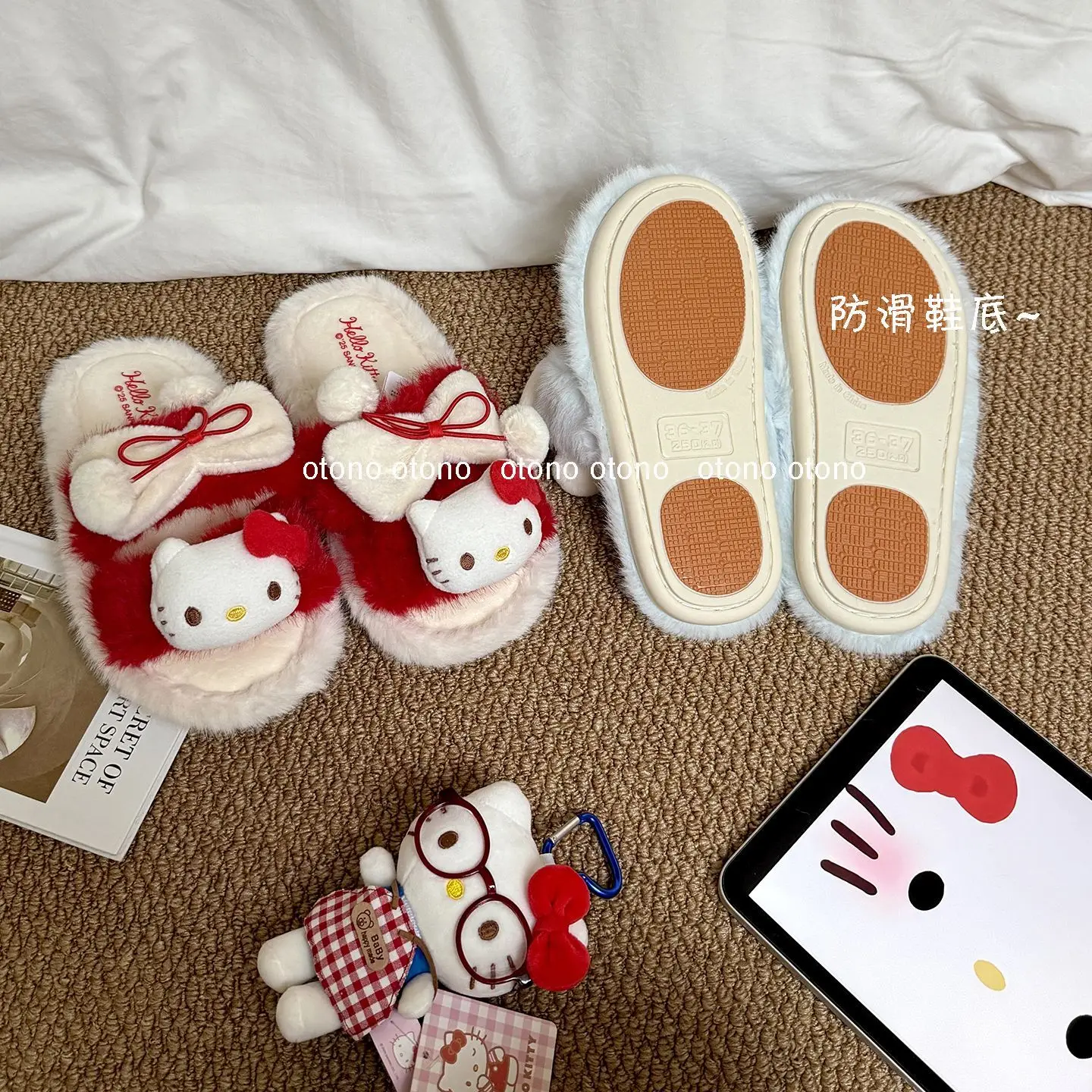 Sanrio Cinnamoroll pure desire style cartoon cute slippers creative Kawaii girls winter warm anti-slip home cotton slippers gift