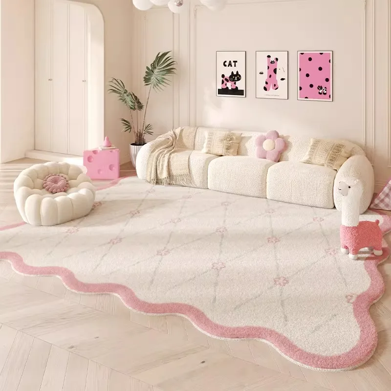 

Мягкий пушистый ковер для гостиной, розовый коврик в стиле дофамин, прикроватный коврик для спальни, большой ковер неправильной формы, декор для дома, Alfombra