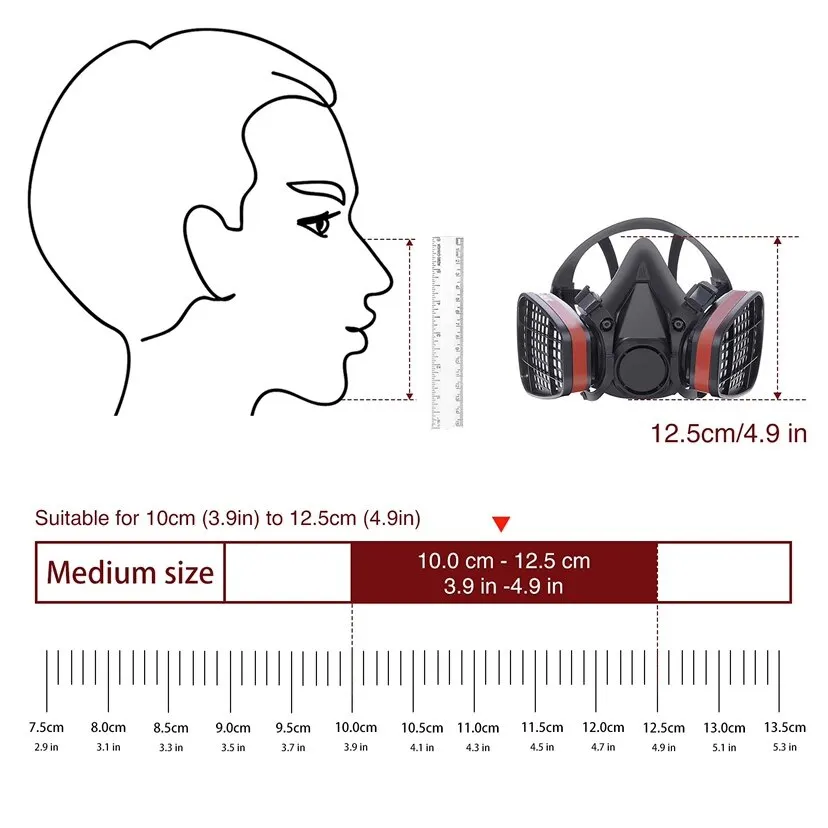 Masque à Gaz Anti-Poussière, Lunettes de Sécurité Anti-Buée, Demi-Visage Noir, Irateur de Vaccination, Élection, Résine Xy, Peinture, Pulvérisation, Polissage, Sécurité au Travail, 6200