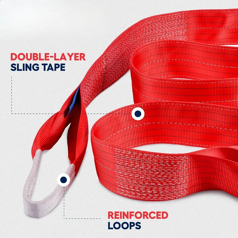 Heavy Duty Industrial Lifting Strap 11000 Lbs Vertical WLL 16ft - Eye and Eye Flat Polyester Web Lifting Sling 5 tons WLL