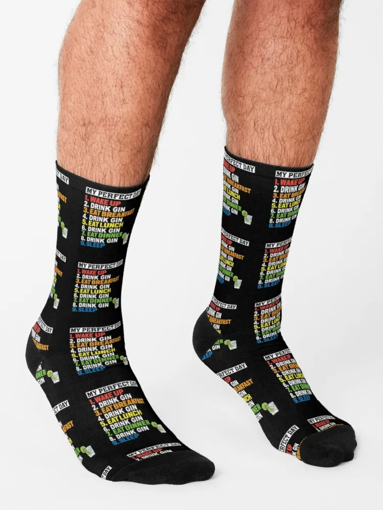 Meine Perfekte Tag Trinken Gin Lustige Gin Liebhaber Geschenk Ideen Socken Sport Socken Frau