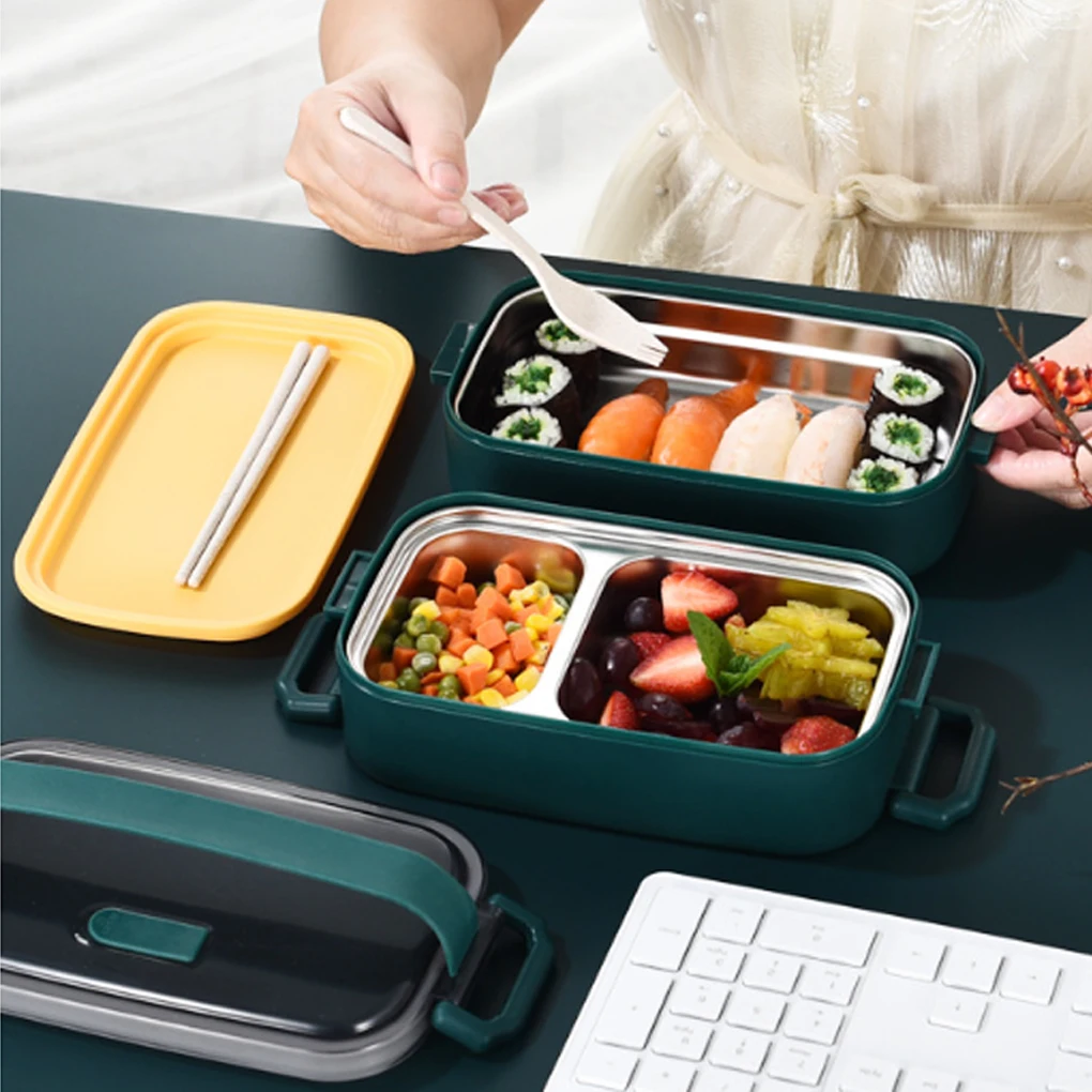 

Офисный пикник Bento Box из нержавеющей стали, портативный бенто-бокс для обеда для детей, школьников, салата, фруктов, контейнер для хранения еды, коробка