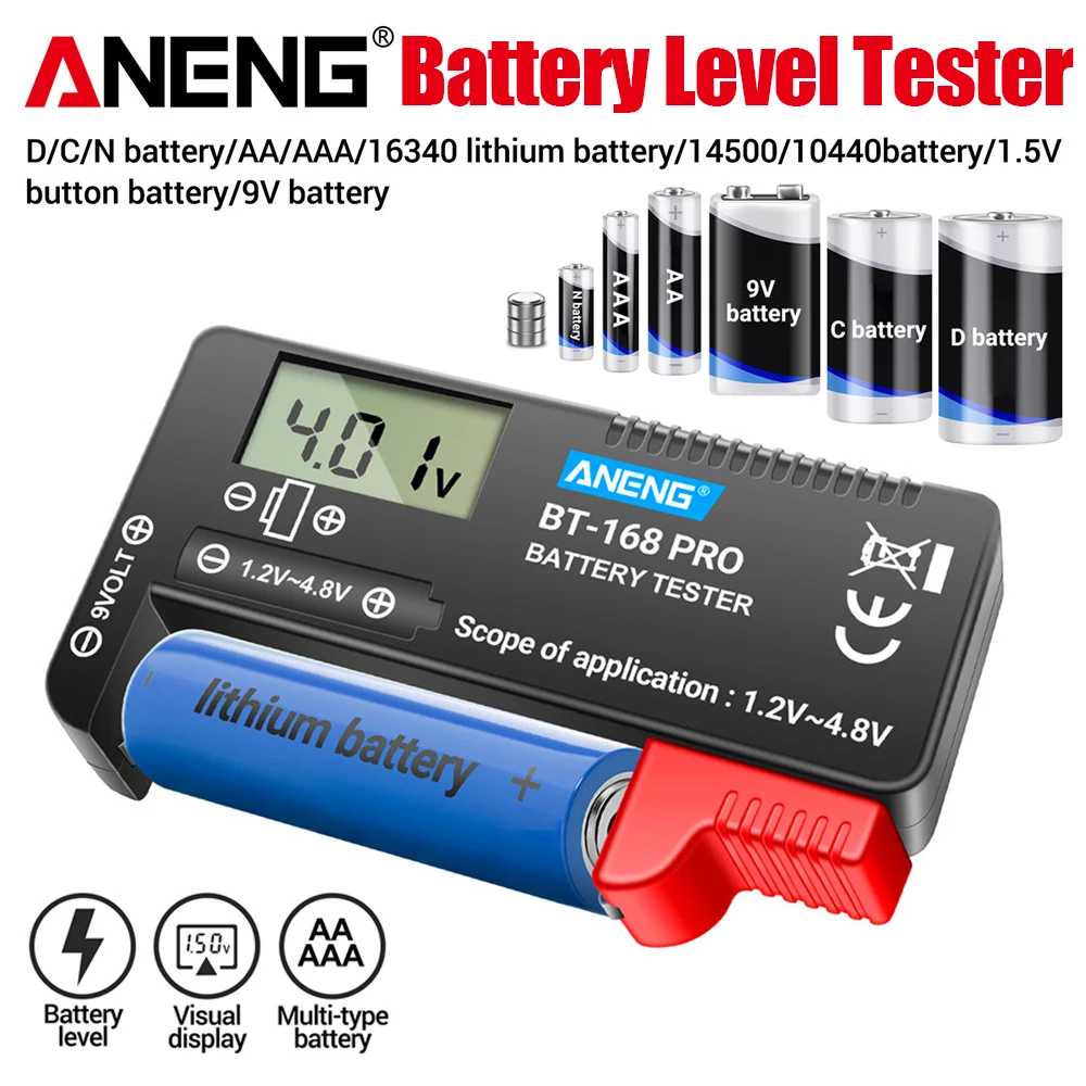 ANENG Lithium Battery Capacity Tester Checkered load analyzer Display Digital Check AAA AA Button Cell 168 PRO Universal testers