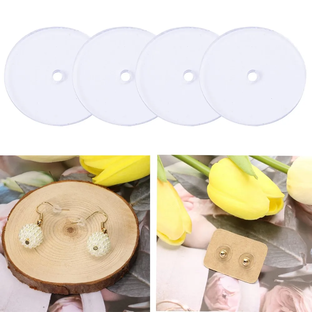 50/100pcs Silicone Earrings Backs Plastic Disc Pads for Belly Navel Piercing Bump Ear Jewelry Stabilizer Stopper Making Material