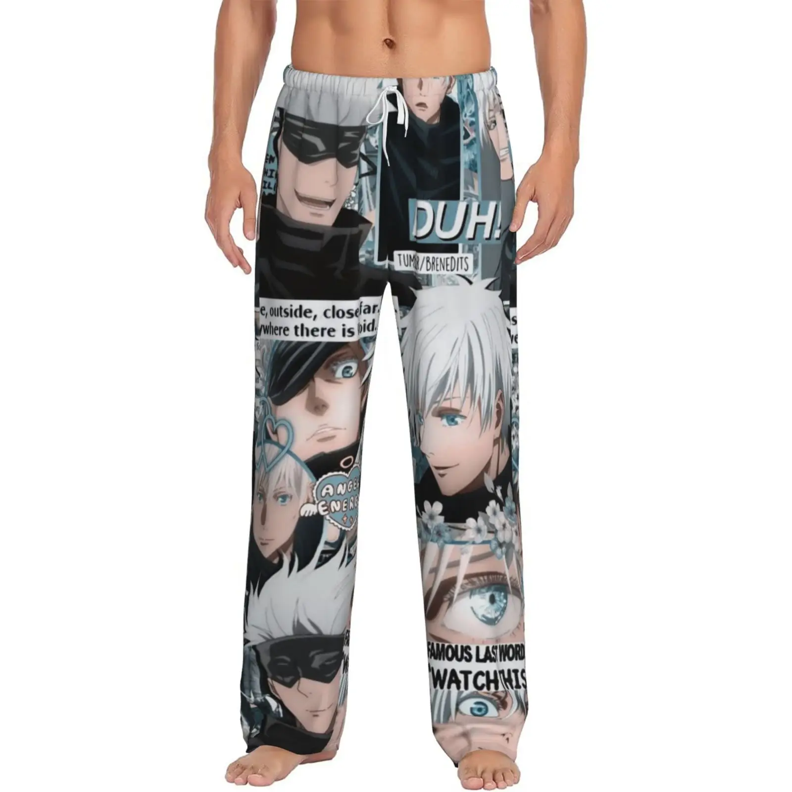 

Gojo Sato Мужская одежда для сна с принтом японского аниме, высококачественная одежда для сна в стиле Харадзюку с карманами, домашняя одежда для сна
