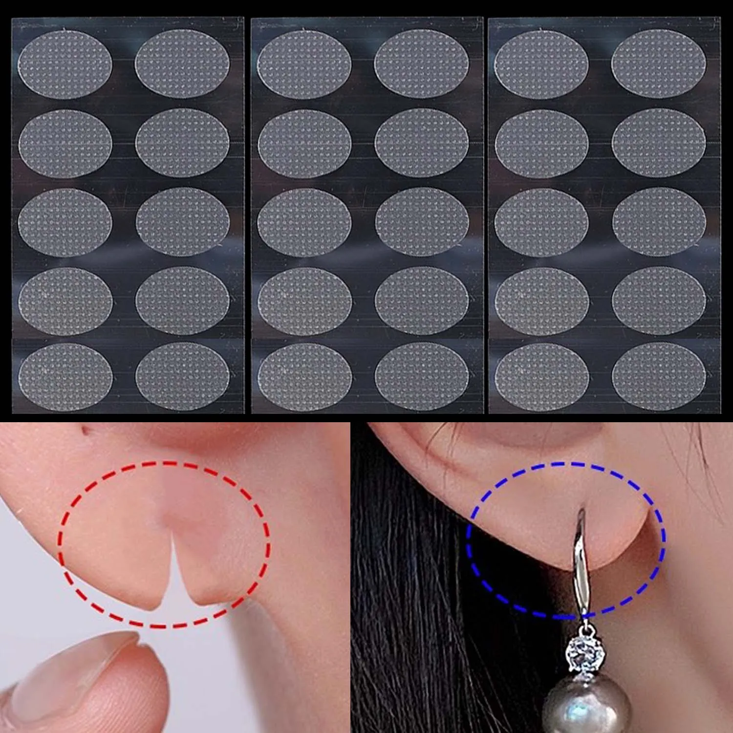 ملصقات واقية لقصات الأذن غير المرئية للاستعمال مرة واحدة لردهات الأذن الممتدة، لاصق شفاف يخفف من رقعة القرط الثقيلة #2